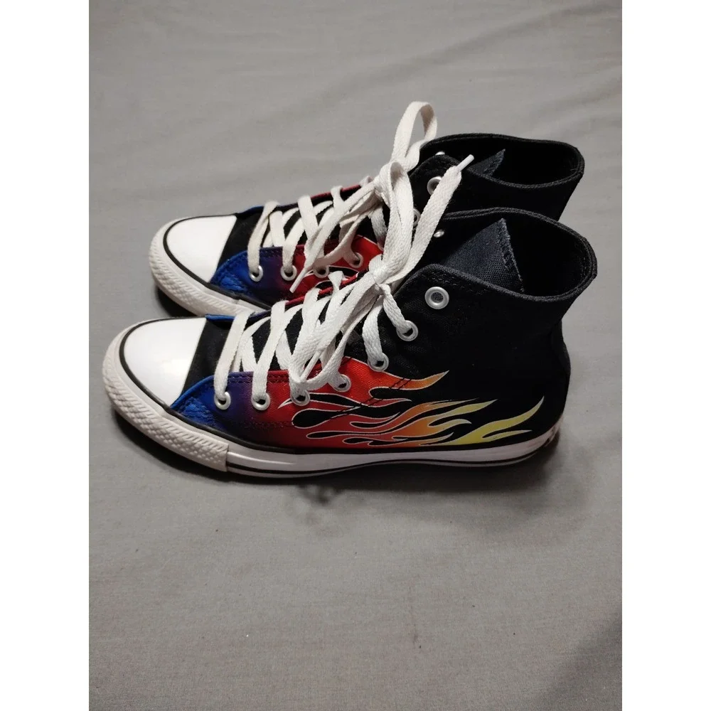 Converse Chuck Taylor Kids 4.5 Flame High‎ Top Preppy Skater Artsy Boho Sneakers